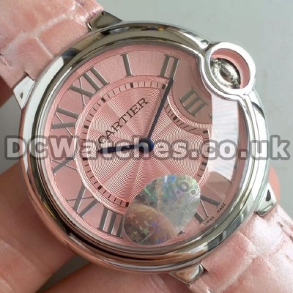 Appropriate Pink Dials And Straps Female Ballon Bleu De Cartier Replica Watches For Sale