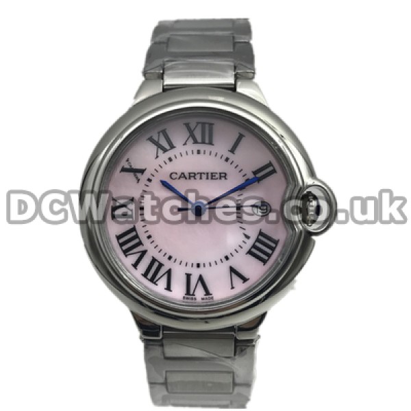 Special Pink Dials 36MM Ballon Bleu De Cartier Copy Watches Sale With Steel Bracelets