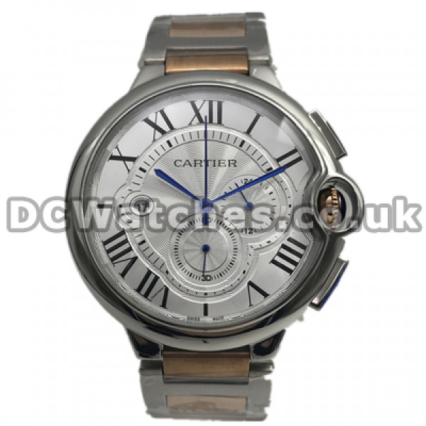 Functional Swiss Quartz Movements Male Ballon Bleu De Cartier Replica Watches With Rose Gold & Steel Cases