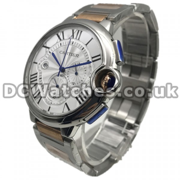 Functional Swiss Quartz Movements Male Ballon Bleu De Cartier Replica Watches With Rose Gold & Steel Cases