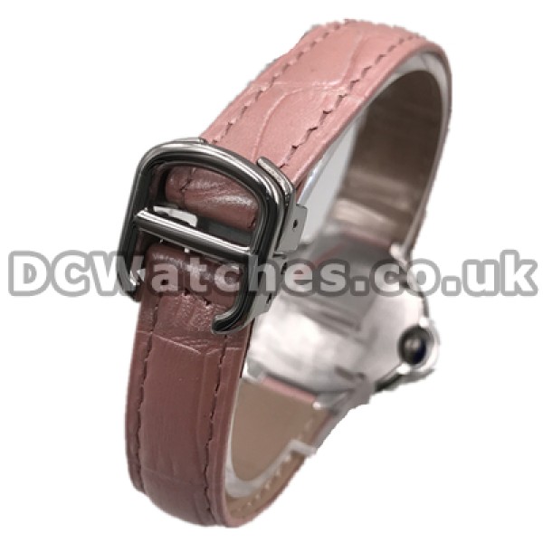 Stylish 28MM Swiss Female Quartz Movements Ballon Bleu De Cartier Copy Watches Sale With Pink Straps
