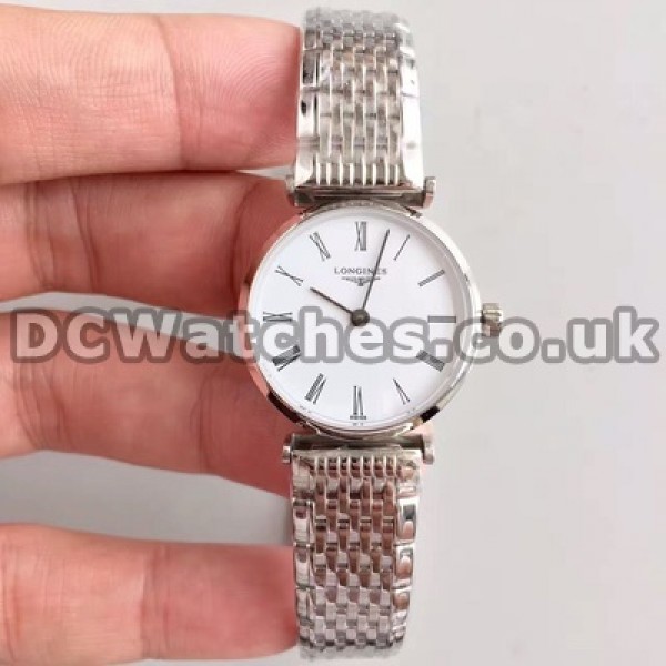 Appropriate Female White Dials Swiss Longines La Grande Classique Fake Watches With Steel Bracelets Sale