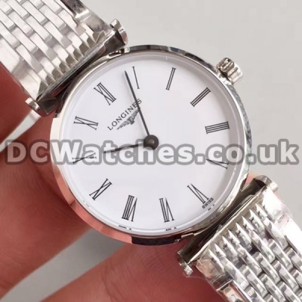Appropriate Female White Dials Swiss Longines La Grande Classique Fake Watches With Steel Bracelets Sale