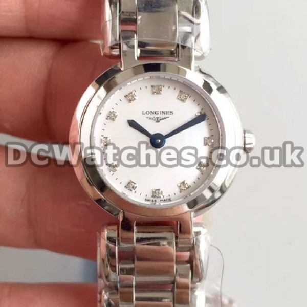 Delicate Diamond Indexes And 26MM Steel Cases Longines Primaluna Replica Watches Sale For Women