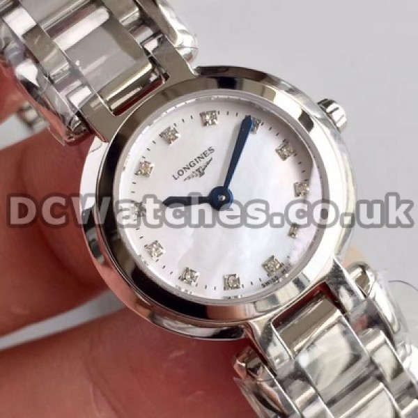 Delicate Diamond Indexes And 26MM Steel Cases Longines Primaluna Replica Watches Sale For Women