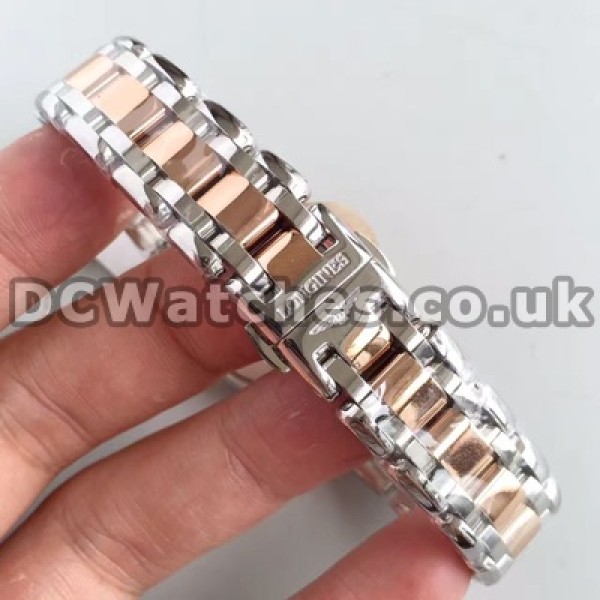 Distinctive Rose Gold & Steel Cases Set Auger Longines Primaluna Fake Watches For Women With White Dials