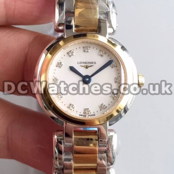 Swiss Diamond Indexes And Gold & Steel Cases Longines Primaluna Fake Watches For Ladies Sale