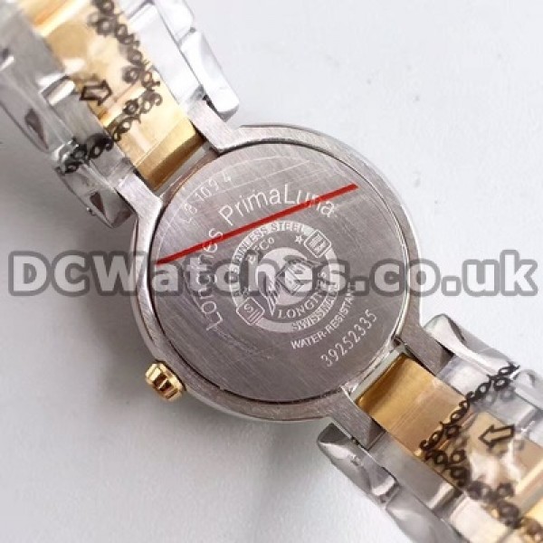Swiss Diamond Indexes And Gold & Steel Cases Longines Primaluna Fake Watches For Ladies Sale