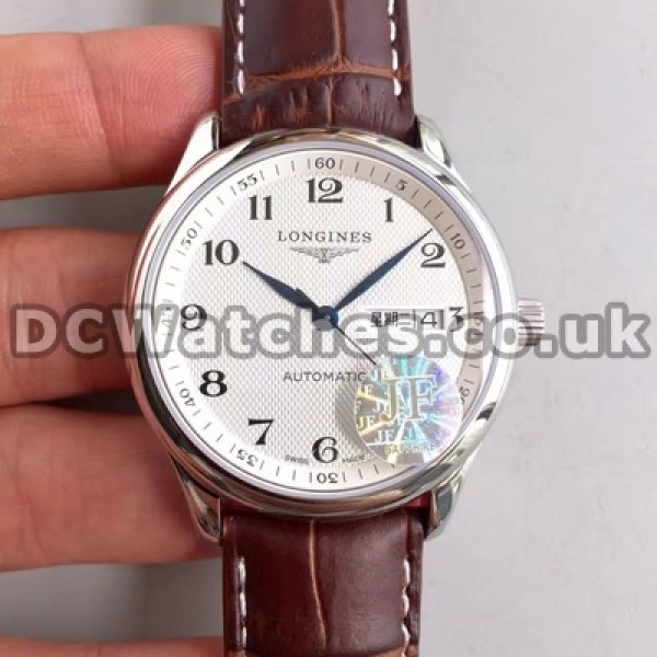 Classic Steel Cases Longines Master Collection Copy Watches For Men With Brown Crocodile Straps
