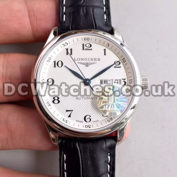 Popular Male Black Crocodile Straps And White Dials Longines Master Collection Replica Watches Online