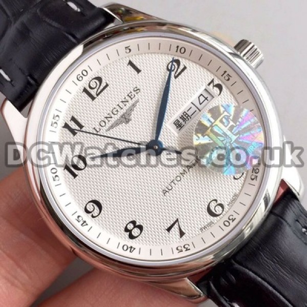 Popular Male Black Crocodile Straps And White Dials Longines Master Collection Replica Watches Online