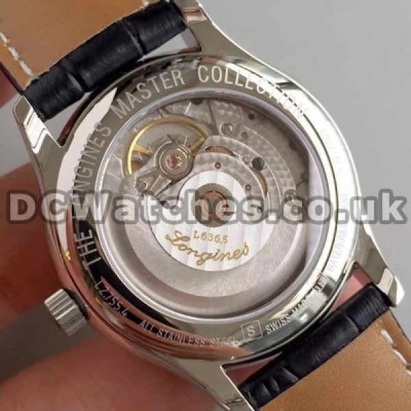 Popular Male Black Crocodile Straps And White Dials Longines Master Collection Replica Watches Online