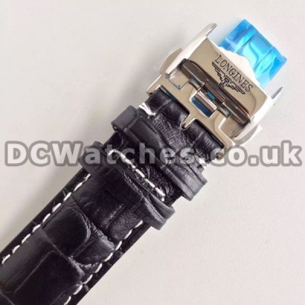 Popular Male Black Crocodile Straps And White Dials Longines Master Collection Replica Watches Online