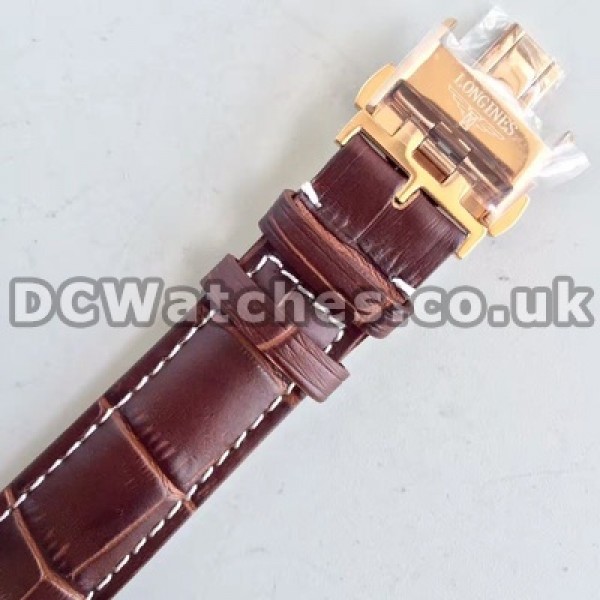 Cool Male 38.5MM Rose Gold Steel Cases Longines Master Collection Replica Watches With White Dials