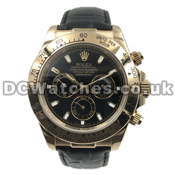 UK Rolex Daytona watch1537 Yellow Gold Steel Cases Mens 40 MM Replica Watches