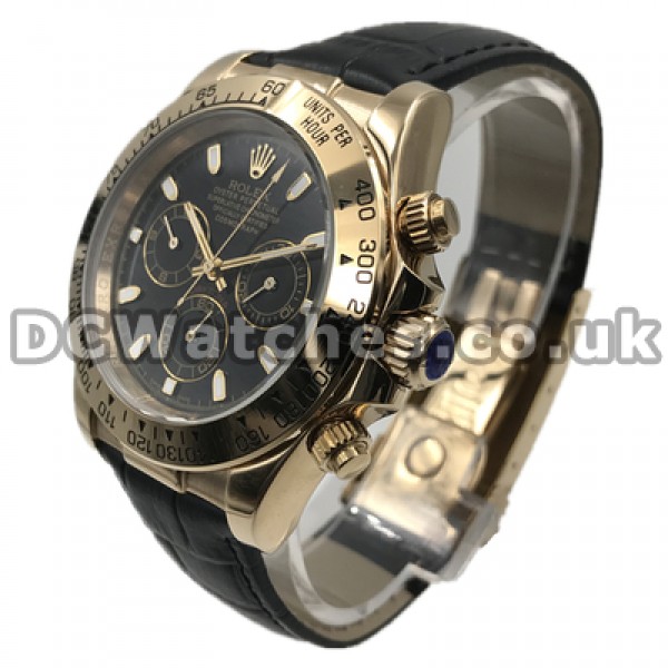 UK Rolex Daytona watch1537 Yellow Gold Steel Cases Mens 40 MM Replica Watches