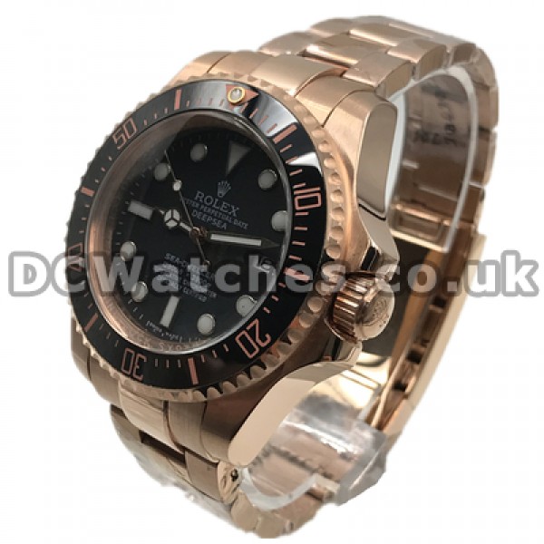 Reliable Rose Gold Steel Cases Male Rolex Deepsea Fake Watches With Swiss Automatic Movements Online