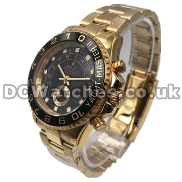 Glorious Gold Steel Bracelets Rolex Yacht-Master II Replica Watches For Men With Automatic Movements