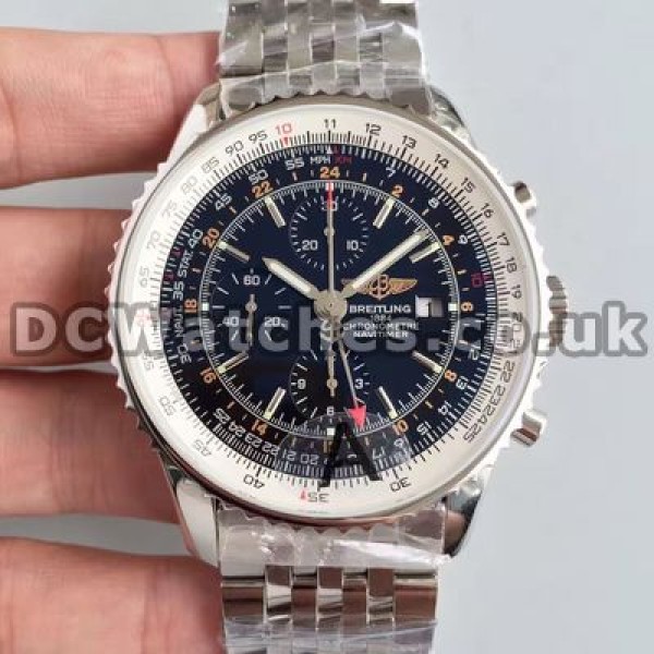 Meaningful Black Dials And 46MM Steel Cases Breitling Navitimer 7750 Copy Watches For Men