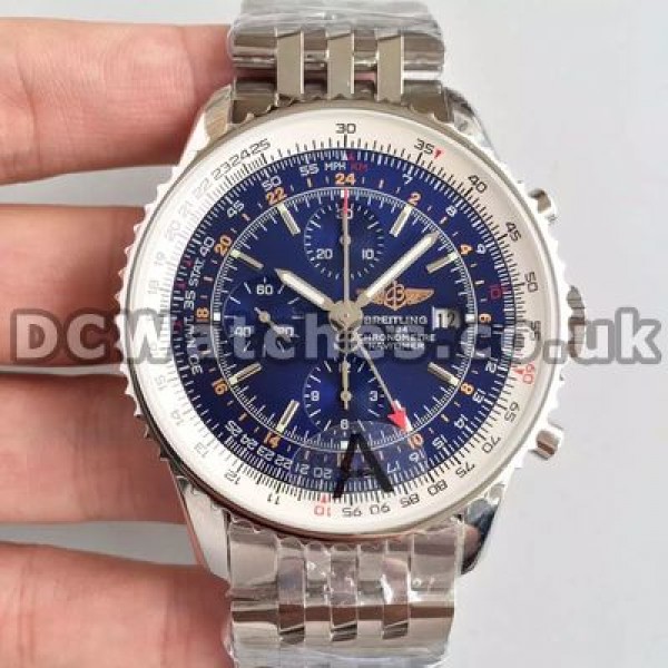 Charming Blue Dials And Steel Bracelets Male Breitling Navitimer 7750 Replica Watches For Sale