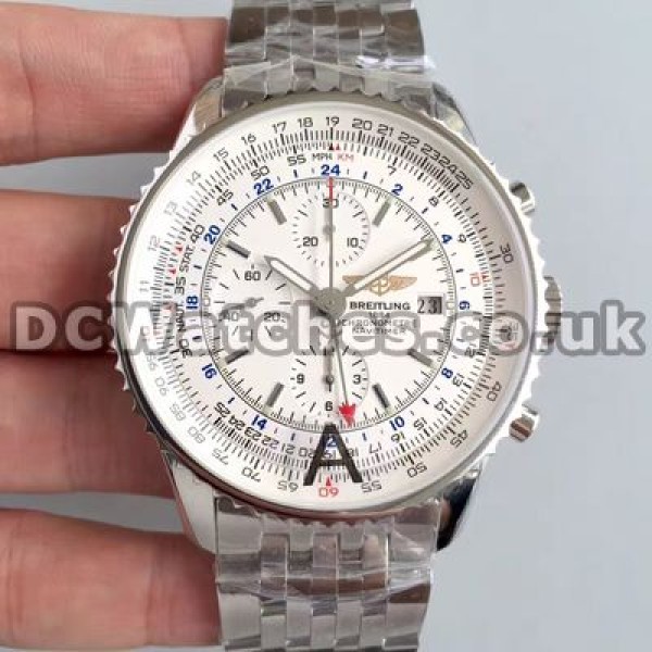 Perfect Breitling Navitimer 7750 Fake Watches For Men With White Dials And Steel Bracelets