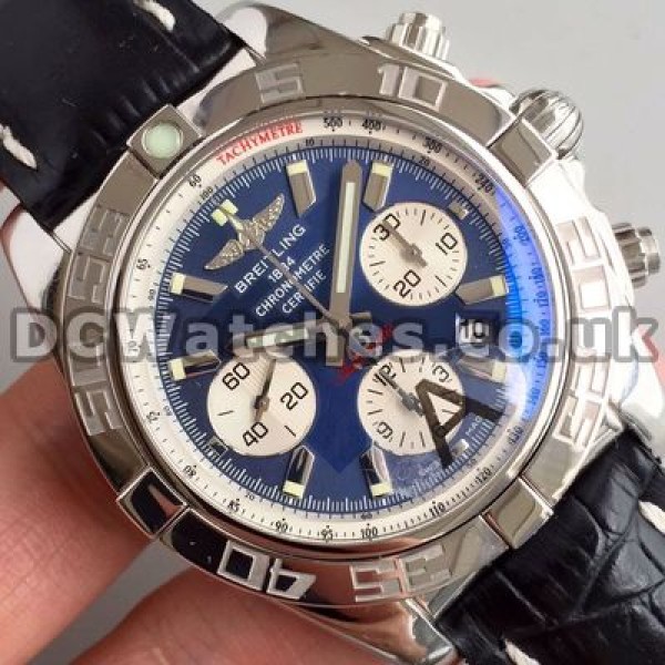 Special Blue Dials And White Sub-dials 44MM Breitling Chronomat 7750 Replica Watches Sale For Men