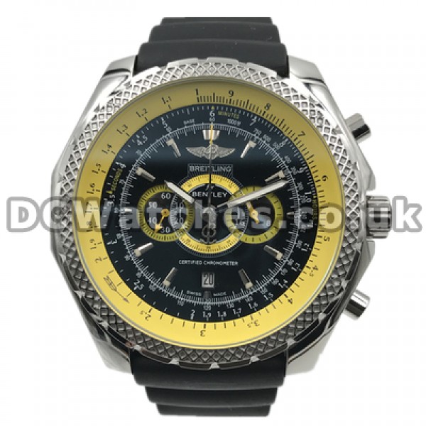 Special Yellow Sub-dials Male Breitling Bentley Supersports Light Body Fake Watches With 49MM Steel Cases