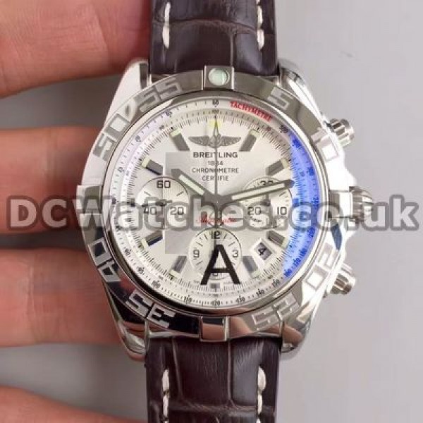 Popular Steel Cases Male Breitling Chronomat 7750 Fake Watches With White Dials Online