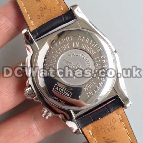 Popular Steel Cases Male Breitling Chronomat 7750 Fake Watches With White Dials Online