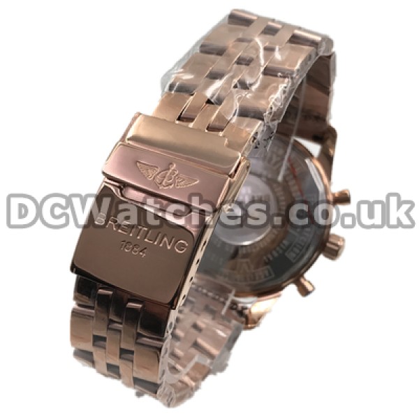 Popular Rose Gold Steel Cases Breitling Transocean Chronograph Fake Watches For Men With Automatic Movements