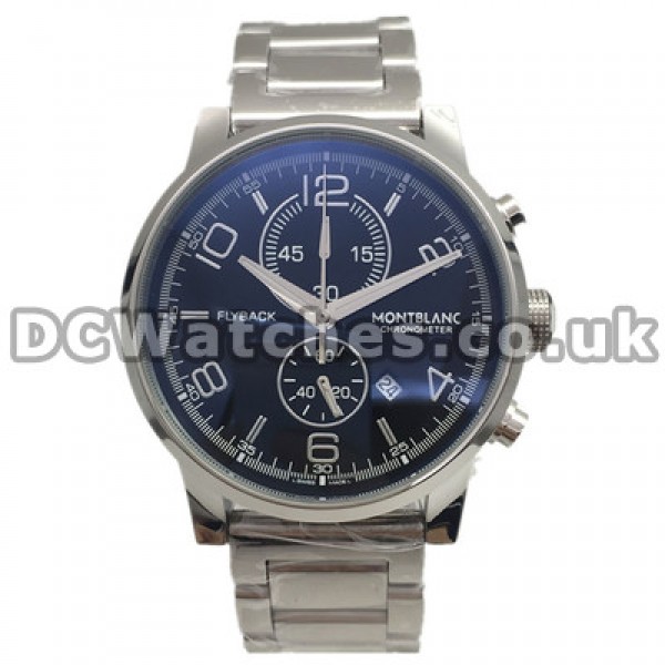 Charming Male 43MM Steel Cases Montblanc The Time Traveler Copy Watches With Black Dials Sale Online
