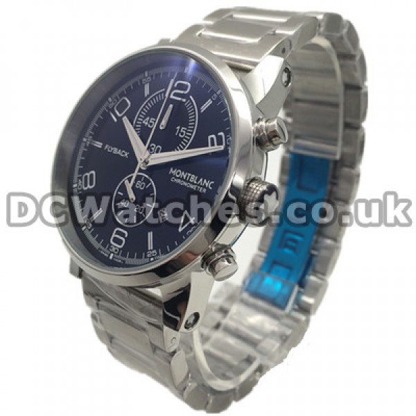 Charming Male 43MM Steel Cases Montblanc The Time Traveler Copy Watches With Black Dials Sale Online