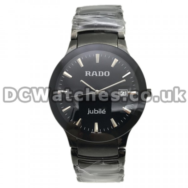 Durable 40MM Black Ceramic Bracelets Rado True Copy Watches For Men With Black Dials