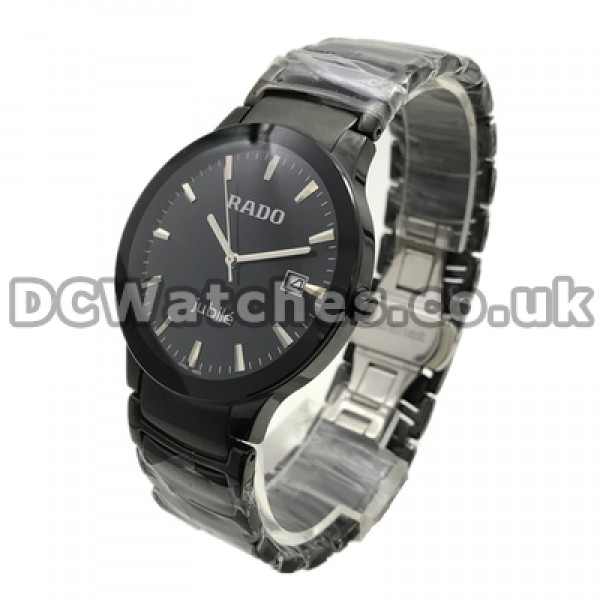 Durable 40MM Black Ceramic Bracelets Rado True Copy Watches For Men With Black Dials