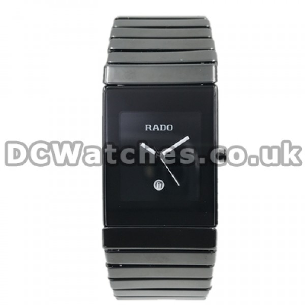 Unique Exquisite 40MM Black Dials Rado Overall Ceramica Fake Watches For Men With Date Display