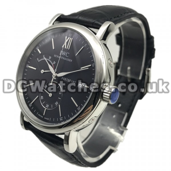 Swiss top-quality Quartz Movements Male IWC Portofino Manual Copy Watches With Black Dials Online