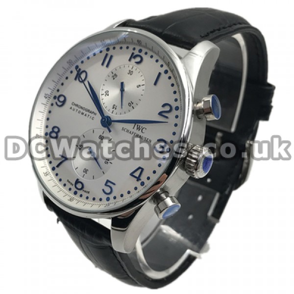 Legible Arabic Numerals Male Automatic Movements IWC Portuguese Chrono Fake Watches With Steel Cases
