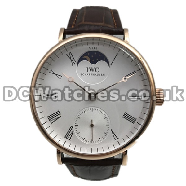 Popular Quartz Movements IWC Portofino Manual Copy Watches With Rose Gold Steel Cases For Men Sale