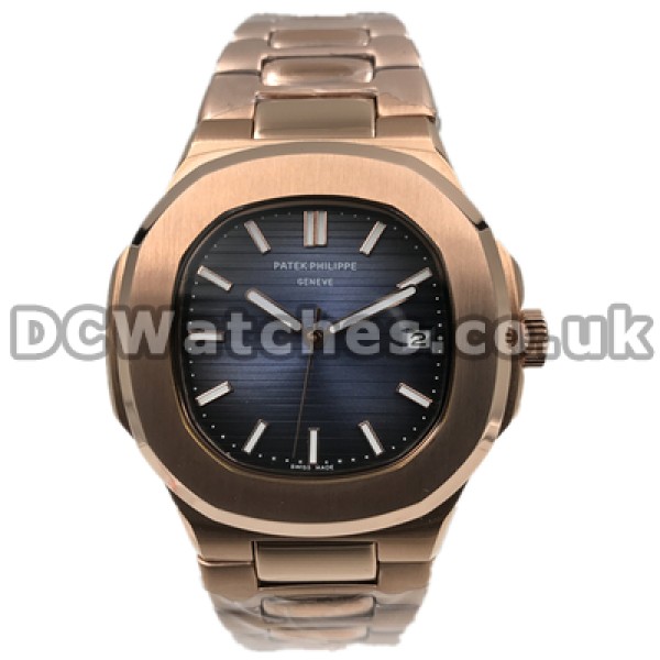 Swiss Automatic Movements 40MM Patek Philippe Nautilus Replica Watches For Men With Rose Gold Steel Cases