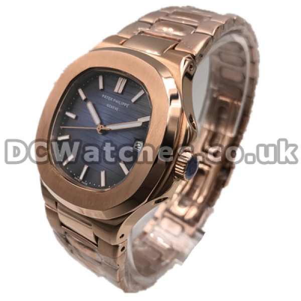 Swiss Automatic Movements 40MM Patek Philippe Nautilus Replica Watches For Men With Rose Gold Steel Cases
