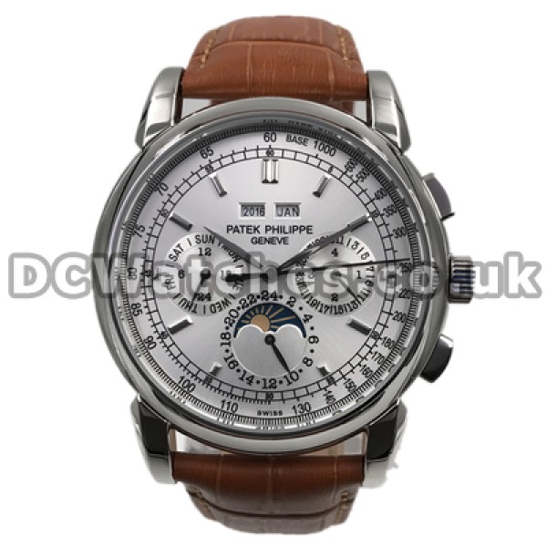 Classic Steel Cases Patek Philippe Complicated Copy Watches For Men With White Dials Online