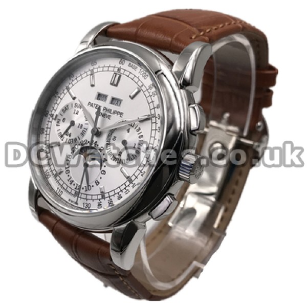 Classic Steel Cases Patek Philippe Complicated Copy Watches For Men With White Dials Online