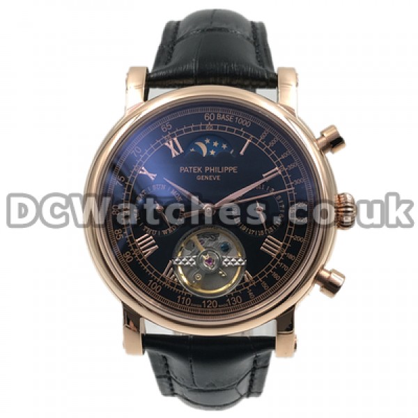 Mature Black Dials Male Patek Philippe Complicated Replica Watches With Automatic Movements Sale