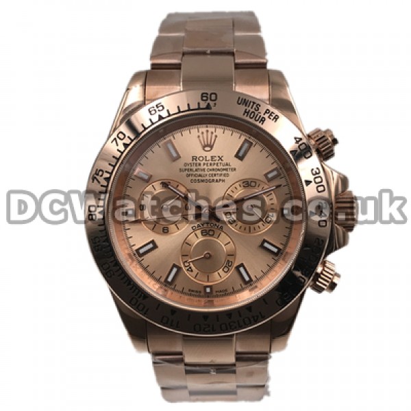 UK 1:1 Wholesale Replica Rolex Daytona Watches With Rose Gold Dials For Sale