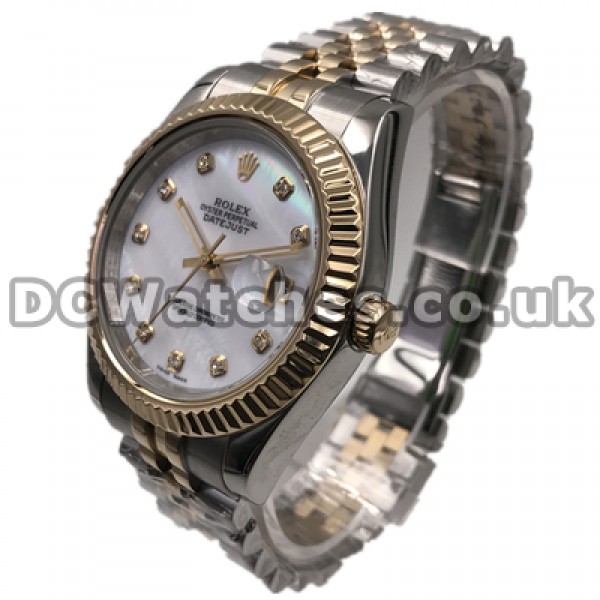 Valuable Male Diamond Indexes Swiss Rolex Datejust Replica Watches With Gold & Steel Cases