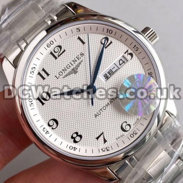 Popular White Dials Male 38.5MM Longines Master Collection Copy Watches With Steel Bracelets