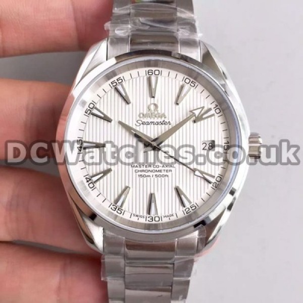 New Cheap Male Steel Bracelets Omega Seamaster Aqua Terra 150M Replica Watches With White Dials