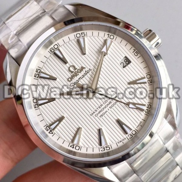 New Cheap Male Steel Bracelets Omega Seamaster Aqua Terra 150M Replica Watches With White Dials