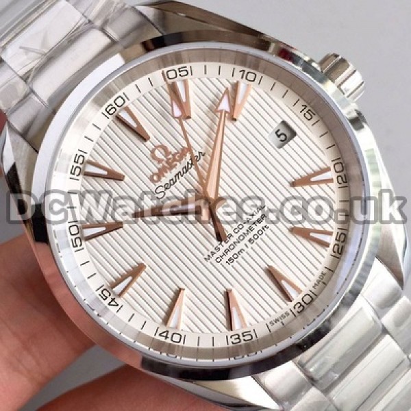 Steady Swiss Automatic Movements Male Omega Seamaster Aqua Terra 150M Fake Watches With White Dials