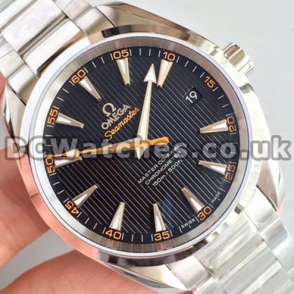 Distinctive Yellow Seconds Hands And Black Dials Male 43MM Omega Seamaster Aqua Terra 150M Copy Watches